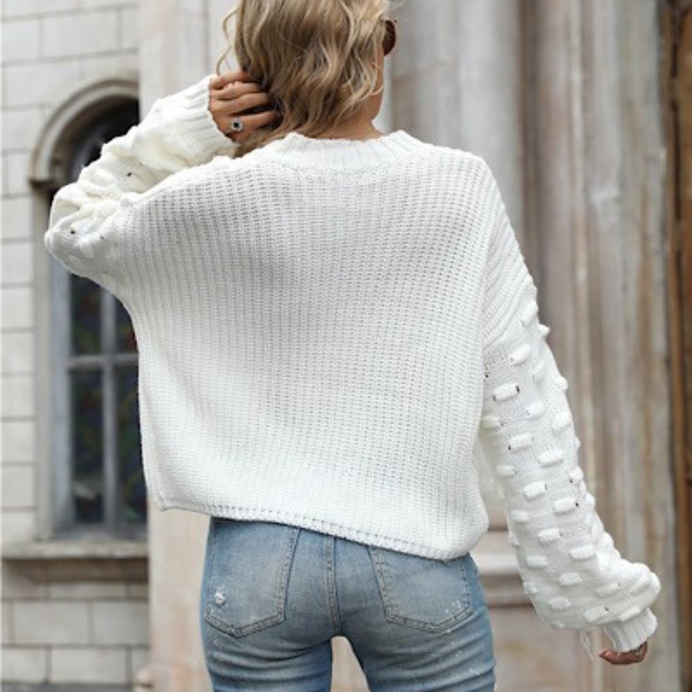 NWT Lantern Sleeve Casual Crop Sweater - Picture 6 of 7
